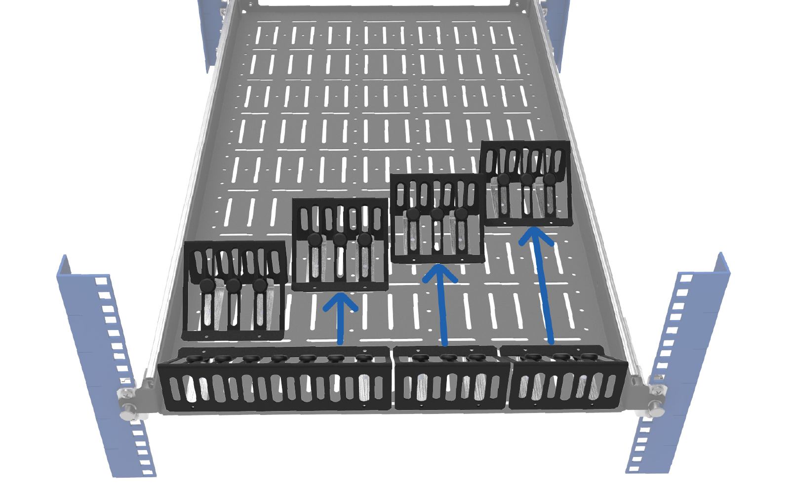 RackSolutions shelf system supporting efficient in-rack service access