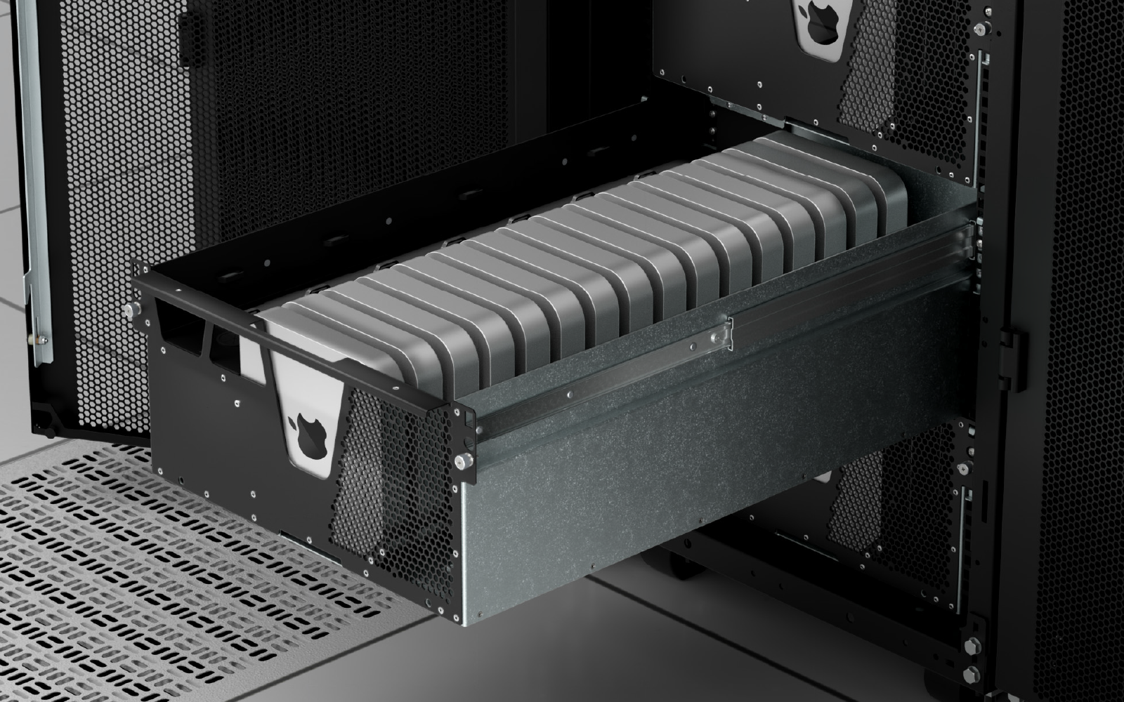 RackSolutions HyperShelf maximizing device density in rack space