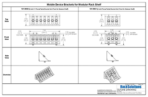 Dimensional Drawings preview for 4-Unit Phone/Tablet Bracket Set 2-Pack (101-6951)