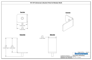 Dimensional Drawings preview for Universal L-Bracket 4-Pack for Modular Shelf (101-7411)