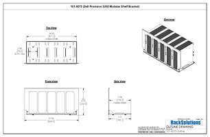Dimensional Drawings preview for 5-Unit Dell Precision 3260 Face Plate/Bracket Set for Modular Shelf (101-9075)