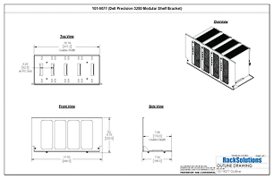 Dimensional Drawings preview for 4-Unit Dell Pro Max Micro Face Plate/Bracket Set for Modular Shelf (101-9077)