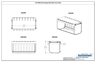 Dimensional Drawings preview for 8-Unit Apple Mac Mini Face Plate/Bracket Set for Modular (101-9098)