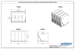 Dimensional Drawings preview for 4-Unit Dell Precision 3460 SFF Face Plate/Bracket Set for Modular Shelf (101-9113)
