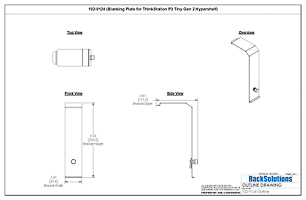 Dimensional Drawings preview for Blanking Plate for ThinkStation P3 Tiny Gen 2 Hypershelf (102-9124)