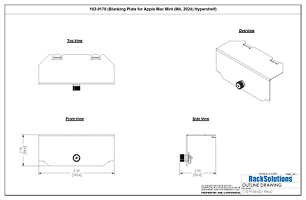 Dimensional Drawings preview for Blanking Plate for Apple Mac Mini (M4, 2024) Hypershelf (102-9170)