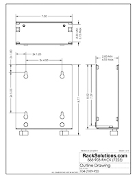 Dimensional Drawings preview for Universal PC Wall Mount Clamp (2.35in to 3.75in) (104-2109)