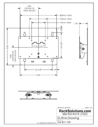 Dimensional Drawings preview for Universal Large Monitor Wall Mount with Tilt (VESA-E Mounting Holes) (104-4011)