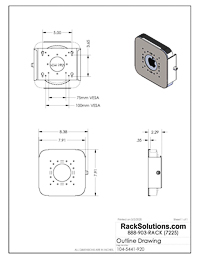 Dimensional Drawings preview for 100-D Fixed Wall Mount for Apple Mac Mini (Dual VESA) (104-5441)