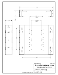 Dimensional Drawings preview for 120-A Fixed Wall Mount for HP Thin Client (104-5878)
