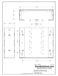 Dimensional Drawings preview for 125-A Fixed Wall Mount for HP Thin Client (104-5880)