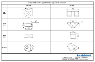 Dimensional Drawings preview for tvTray Secure Wall Mount for Apple TV 4K (104-6100)