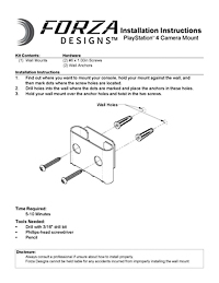Installation Instructions preview for PS4 Camera Wall Mount (2nd Gen) by Forza Designs (104-6887)
