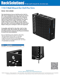 Data Sheet preview for 110-E Wall Mount for Dell Pro Slim (104-8988)