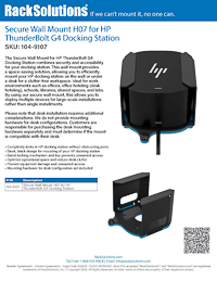 Data Sheet preview for Secure Wall Mount H07 for HP ThunderBolt G4 Docking Station (104-9107)