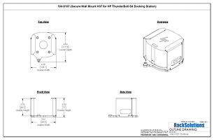 Dimensional Drawings preview for Secure Wall Mount H07 for HP ThunderBolt G4 Docking Station (104-9107)