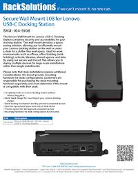 Data Sheet preview for Secure Wall Mount L08 for Lenovo USB-C Docking Station (104-9108)