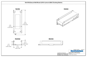 Dimensional Drawings preview for Secure Wall Mount L08 for Lenovo USB-C Docking Station (104-9108)