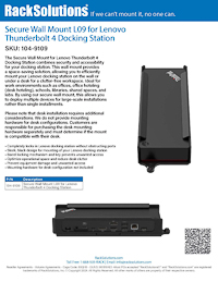 Data Sheet preview for Secure Wall Mount L09 for Lenovo Thunderbolt 4 Docking Station (104-9109)