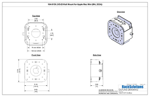 Dimensional Drawings preview for 105-D Wall Mount for Apple Mac Mini (M4, 2024) (104-9159)