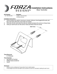 Installation Instructions preview for Xbox Controller Wall Mount 2-Pack by Forza Designs (104-6892)