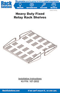 Installation Instructions preview for 2U 2Post Heavy Duty Center Mount Vented Shelf 21in Depth (107-2852)