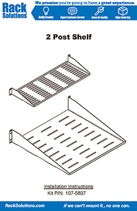 Installation Instructions preview for 2U 2Post Vented Cantilever Shelf 18in Depth (107-5807)