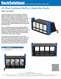 Data Sheet preview for 5U 2Post Cantilever Shelf for 4 Apple Mac Studio (107-8580)