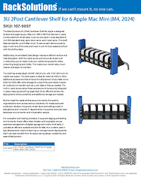 Data Sheet preview for 3U 2Post Cantilever Shelf for 6 Apple Mac Mini (M4, 2024) (107-9097)