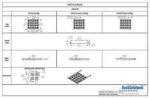 Dimensional Drawings preview for 1U 108 Fixed Shelf 24in Depth (1USHL-108)