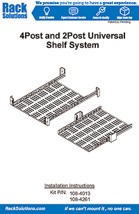Installation Instructions preview for 1U Light Duty Fixed Shelf 24in Depth (108-4013)