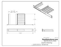 Dimensional Drawings preview for 1U 2Post Cantilever Adjustable Switch Shelf (108-6899)