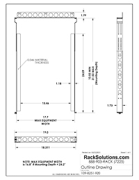 Dimensional Drawings preview for 1U Wide Equipment Universal Rail 24in Depth with Wirebar (109-8251)