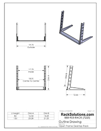 Dimensional Drawings preview for 8U 2Post Desktop Rack (111-5383)