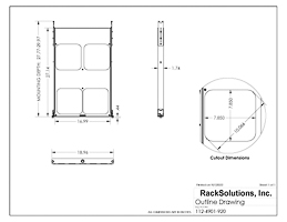 Dimensional Drawings preview for 1U Mini Rack Tool-less Dry Sliding Shelf for Four Apple Mac Mini (112-4901)