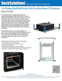 Data Sheet preview for 1U Sliding Shelf Rail Kit for Dell Pro Max Tower T2 Desktop (112-8178)