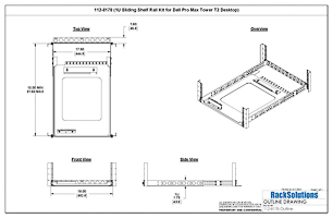 Dimensional Drawings preview for 1U Sliding Shelf Rail Kit for Dell Pro Max Tower T2 Desktop (112-8178)