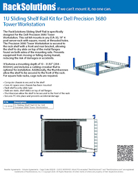 Data Sheet preview for 1U Sliding Shelf Rail Kit for Dell Precision 3680 Tower Workstation (112-9128)