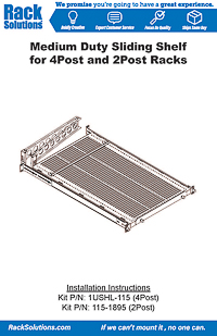 Installation Instructions preview for 1U 115 Sliding Equipment Shelf 27in Depth (115-1526)