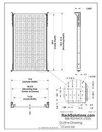 Dimensional Drawings preview for 1U Modular Device Testing Sliding Rack Shelf 28in Depth (115-6933)