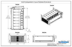 Dimensional Drawings preview for 5U HyperShelf for 7 Lenovo ThinkStation P3 Ultra Gen 2 (115-8177)