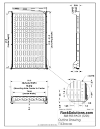 Dimensional Drawings preview for 1U Tool-less Modular Device Testing Sliding Rack Shelf 29in Depth (115-8798)