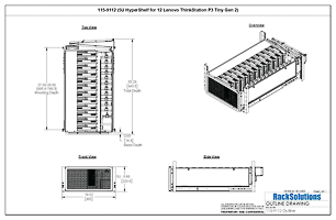 Dimensional Drawings preview for 5U HyperShelf for 12 Lenovo ThinkStation P3 Tiny Gen 2 (115-9112)