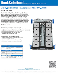 Data Sheet preview for 2U HyperShelf for 10 Apple Mac Mini (M4, 2024) (115-9156)