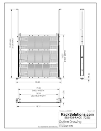 Dimensional Drawings preview for 1U Light Duty Sliding Laptop Shelf 18" Depth (115-5029)