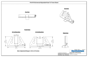 Dimensional Drawings preview for Universal Adjustable Rack To Tower Stand (1U-2U) (118-1619)