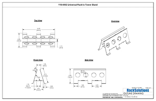 Dimensional Drawings preview for 1U Universal Rack To Tower Stand (118-4062)