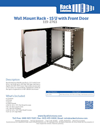 Data Sheet preview for 15U x 11U Open Frame Wall Mount Rack with Side Panels and Swing Door (119-2763)