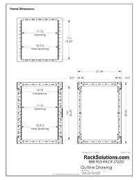 Dimensional Drawings preview for 15U x 11U Open Frame Wall Mount Rack with Side Panels and Swing Door (119-2763)