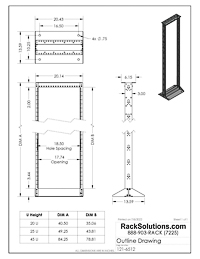 Dimensional Drawings preview for 20U TechEdge 2Post Rack with Square Holes (121-8758)